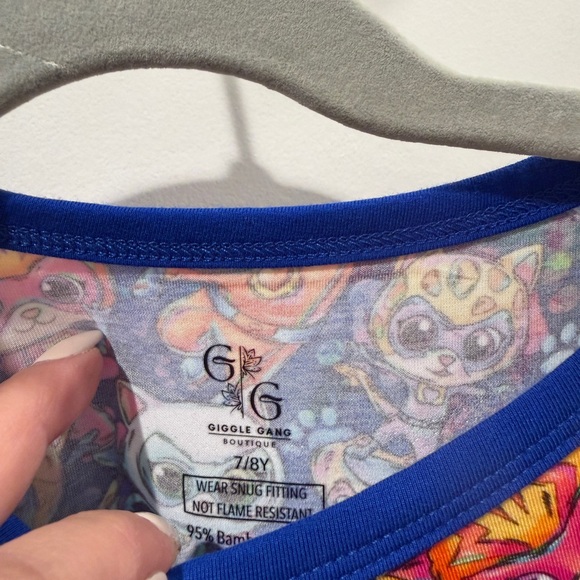 Super Kitties Kids Bamboo Pajamas Set size 7-8 NEW - Picture 2 of 4